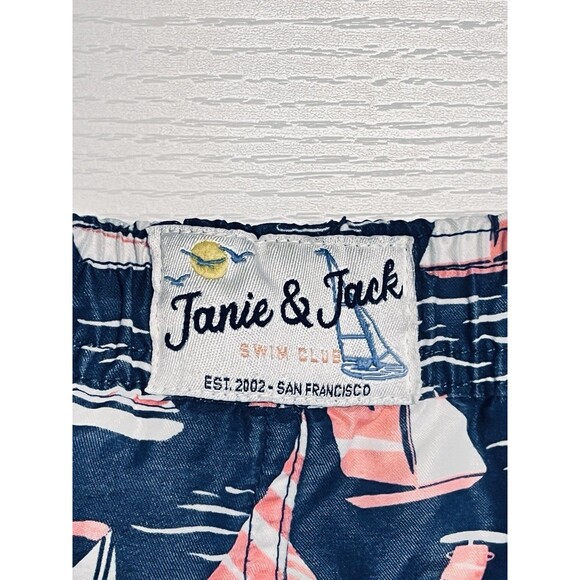 Janie And Jack Boys Swim Trunks Rash Guard Sail Pink Blue Sz 2T - Picture 6 of 9